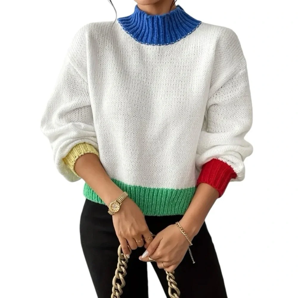 Colorblock High Neck Sweater - Picture 9 of 13